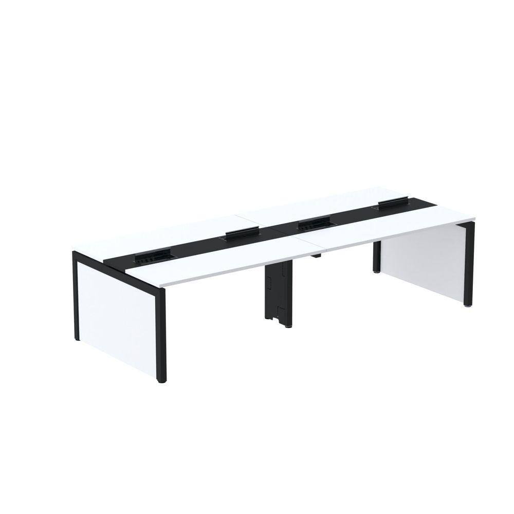 Mesa Plataforma Dupla para 4 Lugares para Coworking 160x120/4p Branco/Preto
