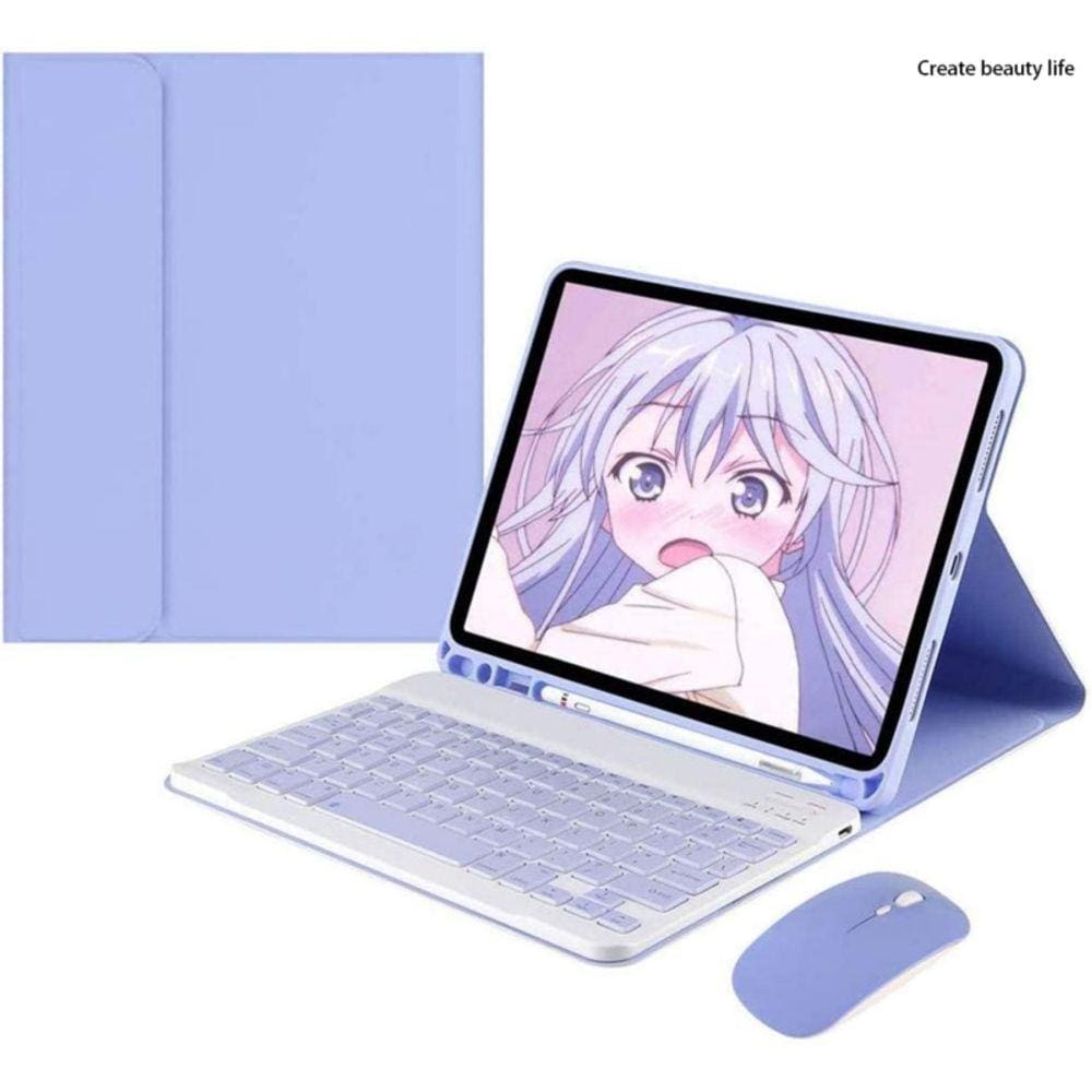 Capa de teclado e mouse para Galaxy Tab S6 Lite roxa