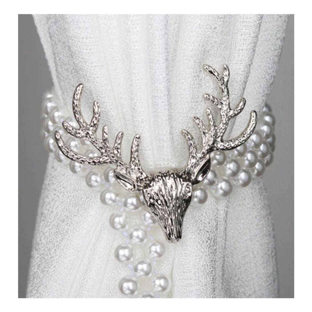 Pacote de testadores de cortinas: renas e pérolas, prateado/branco