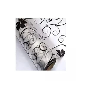 Rolo de vinil para janela de 2 m x 45 cm com design de flores pretas