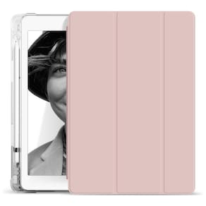 Capa para  10.2 rosa translúcida traseira com compartimento para lápis