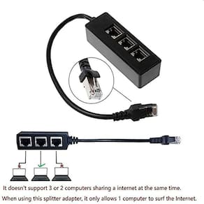Divisor de rede Ethernet Lan RJ45, extensor de 1 a 3 portas
