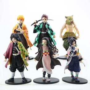 Pacote de coleção de figuras de anime com 6 Demon Slayer Kimetsu No Yaiba