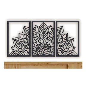 Pintura decorativa, madeira, MDF, forma de mandal, pacote com 3