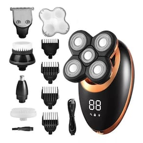 Barbeador elétrico 4 em 1, barbeador de cabeça e corpo com display LED
