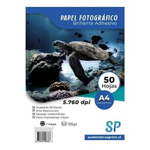 Papel fotográfico Adesivo brilhante 135 g/m² A4 x 50 folhas