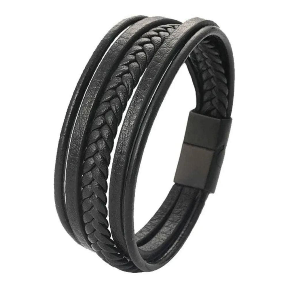 Pulseira de couro com fivela magnética para homem ou mulher