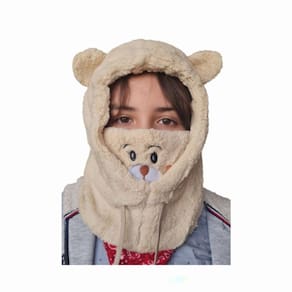 Chapéu com design de pescoço Bear Winter Warm White para crianças
