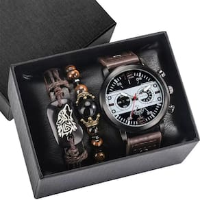 Relógio de luxo personalizado para homens com suporte de couro e quartzo