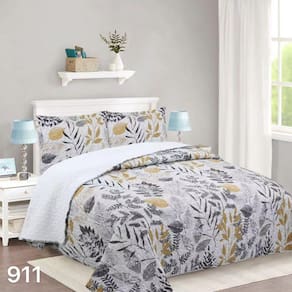 Capa de edredão Sherpa 2 Seats Light Grey Leaves 230x250cm