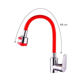 Mangueira de lava-louças de pescoço flexível para cozinha vermelha 48cm