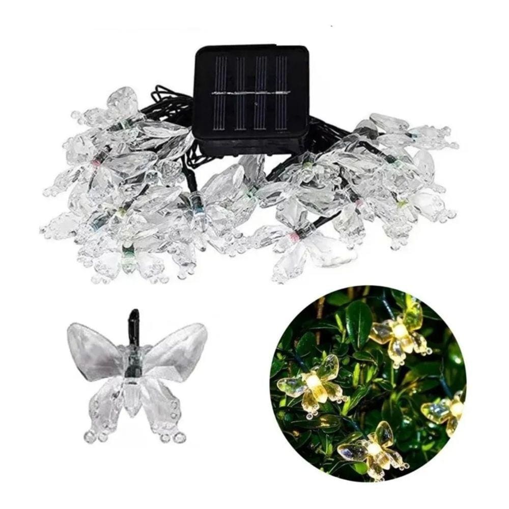 Luz decorativa de jardim solar Garland Butterfly 4m