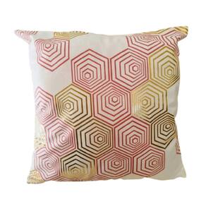Estojo de almofada Nordica Cushin Branco Hexágono Rosa 45x45cm