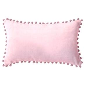 Capa de almofada retangular 50x30cm com design de pompon rosa