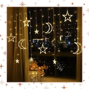 Decoração de Natal Garland LED Lunas-Stars Warm Light