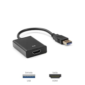 CABO ADAPTADOR USB 2.0 M x HDMI F ADP-USBHDMI10BK PLUS CABLE
