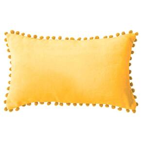Estojo retangular 50x30cm amarelo com design de pompon