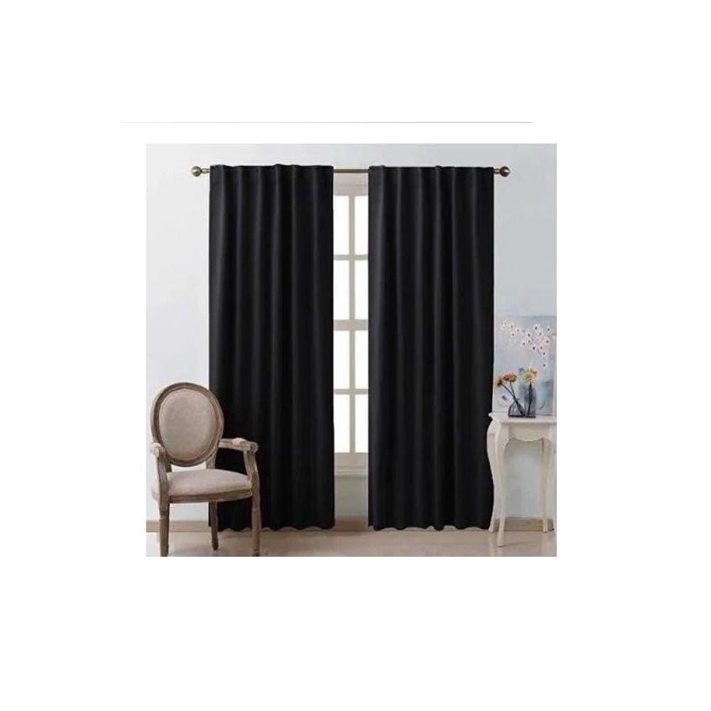 Conjunto de cortinas de tecido Blackout preto 230 cm x 140 cm com ilhós