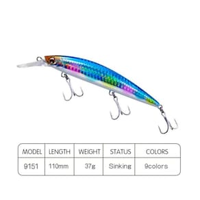 Iscas de pesca CORVINA 40g 130mm com ganchos triplos e olhos 3D