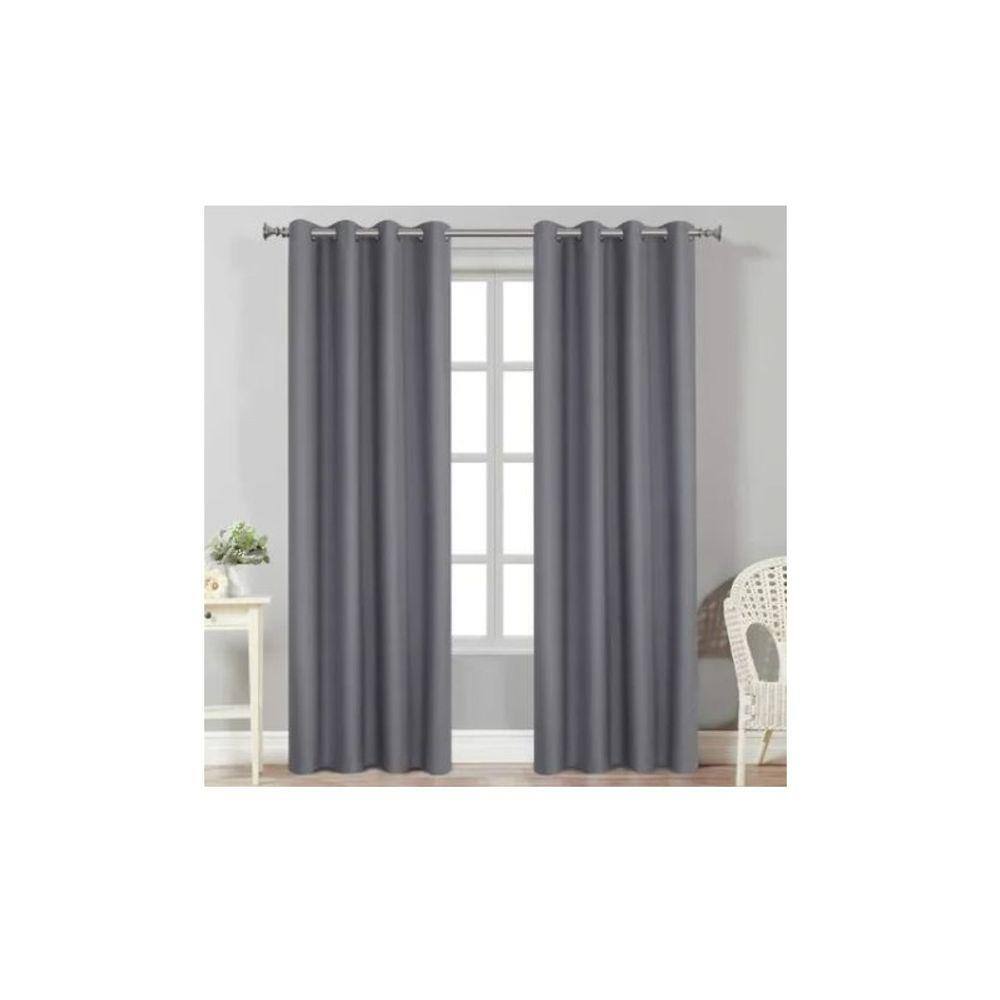 Conjunto de cortinas de tecido Blackout, 2 panos, cinza, 230 cm x 140 cm