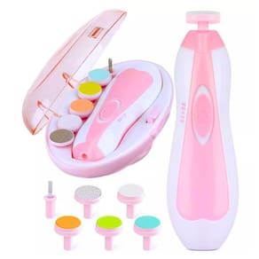 Kit elétrico de limpeza de unhas Baby Pink com 6 cabeças intercambiáveis