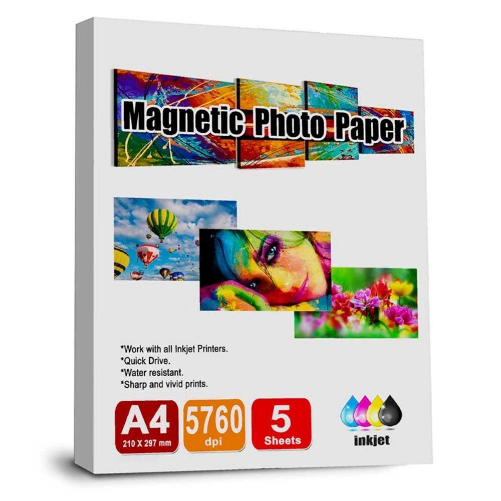 Papel fotográfico magnético GLOSSY A4 5 folhas para impressoras a jato de tinta