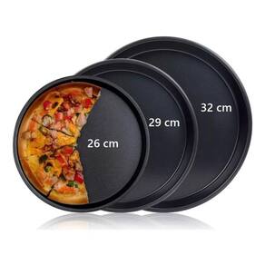 Pacote de moldes de pizza com 3 moldes redondos 26 cm 29 cm 32 cm antiaderentes