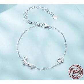 Pulseira Dachshund Dog em prata 925 para mulheres