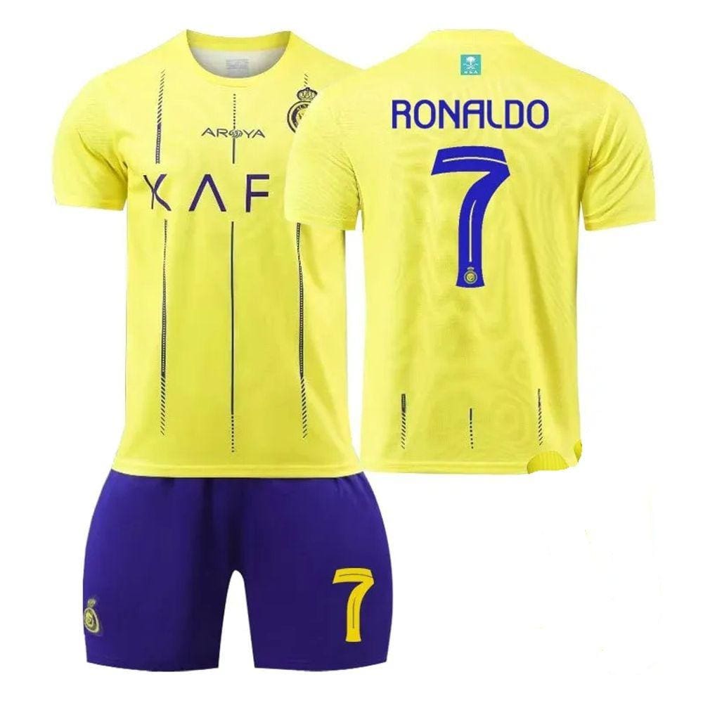 Conjunto de uniformes de futebol para meninos Ronaldo Al Nassr, nova temporada 2023-2