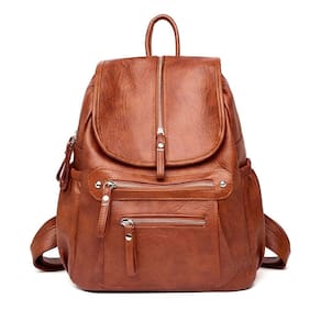 Mochila de couro PU de tamanho grande, bonita e elegante