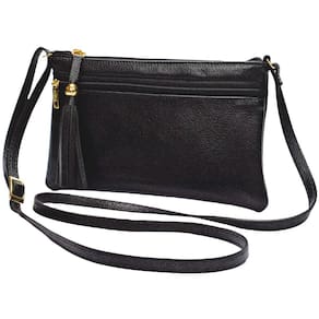 Bolsa Feminina Pequena Preta Transversal em Couro