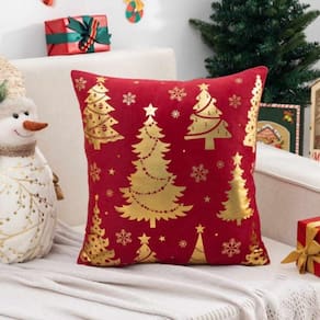 Capas de almofada de veludo com estampa de Natal, 45 x 45 cm, pacote com 4 unidades, vermelhas