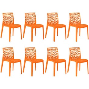 Kit 8 Cadeiras de Jantar Gruvyer Design em Polipropileno - Laranja