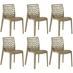 Kit 6 Cadeiras de Jantar Gruvyer Design em Polipropileno - Nude