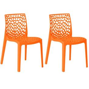 Kit 2 Cadeiras de Jantar Gruvyer Design em Polipropileno - Laranja