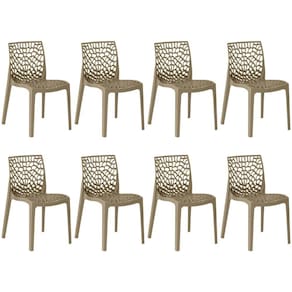 Kit 8 Cadeiras de Jantar Gruvyer Design em Polipropileno - Nude