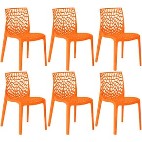 Kit 6 Cadeiras de Jantar Gruvyer Design em Polipropileno - Laranja