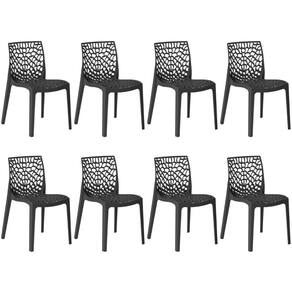 Kit 8 Cadeiras de Jantar Gruvyer Design em Polipropileno - Preto