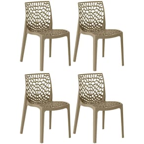 Kit 4 Cadeiras de Jantar Gruvyer Design em Polipropileno - Nude