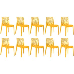 Kit 10 Cadeiras de Jantar Gruvyer Design em Polipropileno - Amarelo
