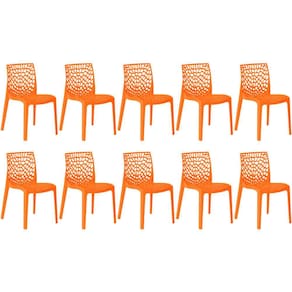 Kit 10 Cadeiras de Jantar Gruvyer Design em Polipropileno - Laranja
