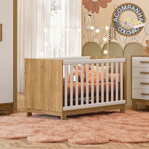 Berço Mini Cama Qencanto Slim 4315 Qmovi Freijó Branco Acetinado + Colchão Gazin