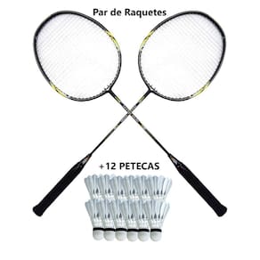 Par de Raquete de Badminton com bolsa +12 petecas para jogar na praia clube quintal