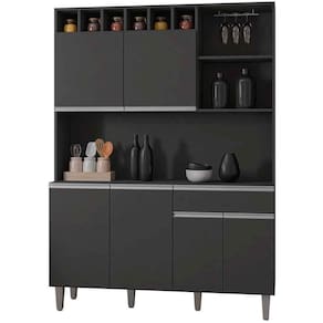 Kit De Cozinha Aline 6 Portas E 1 Gaveta Cinza