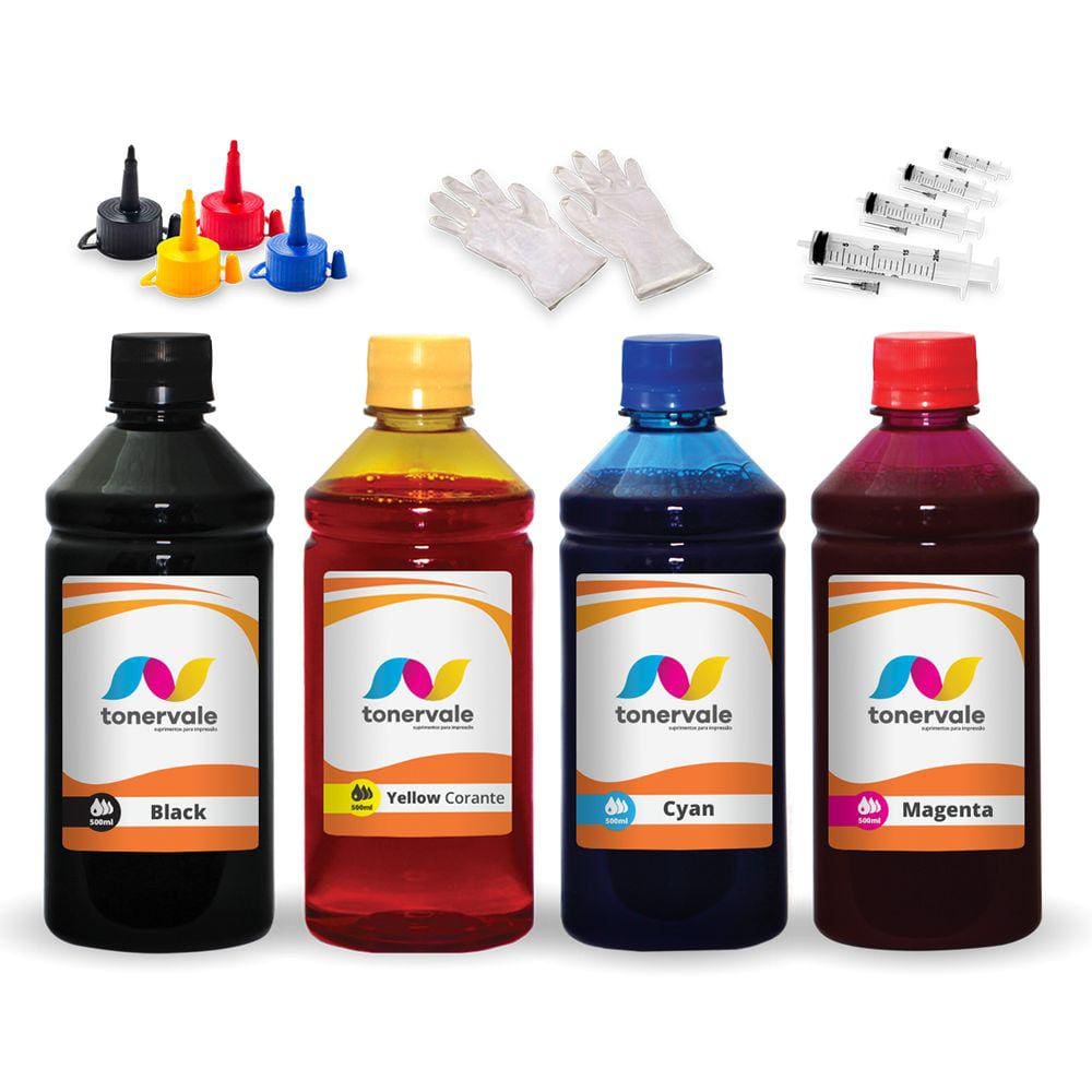 Kit 4 Tinta Para Epson L355 T664120 CMYK 500ml