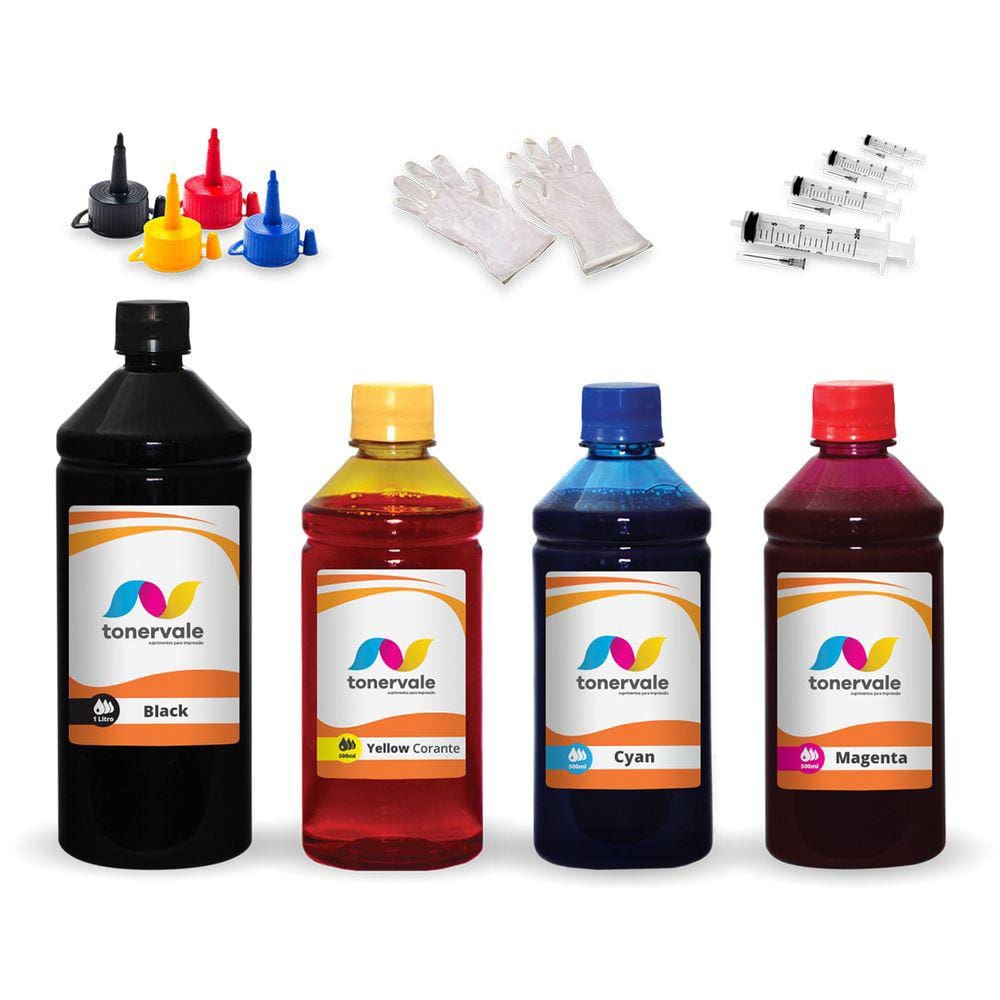 Kit 4 Tinta Para Epson L355 T664120 CMYK 2,5 Litros