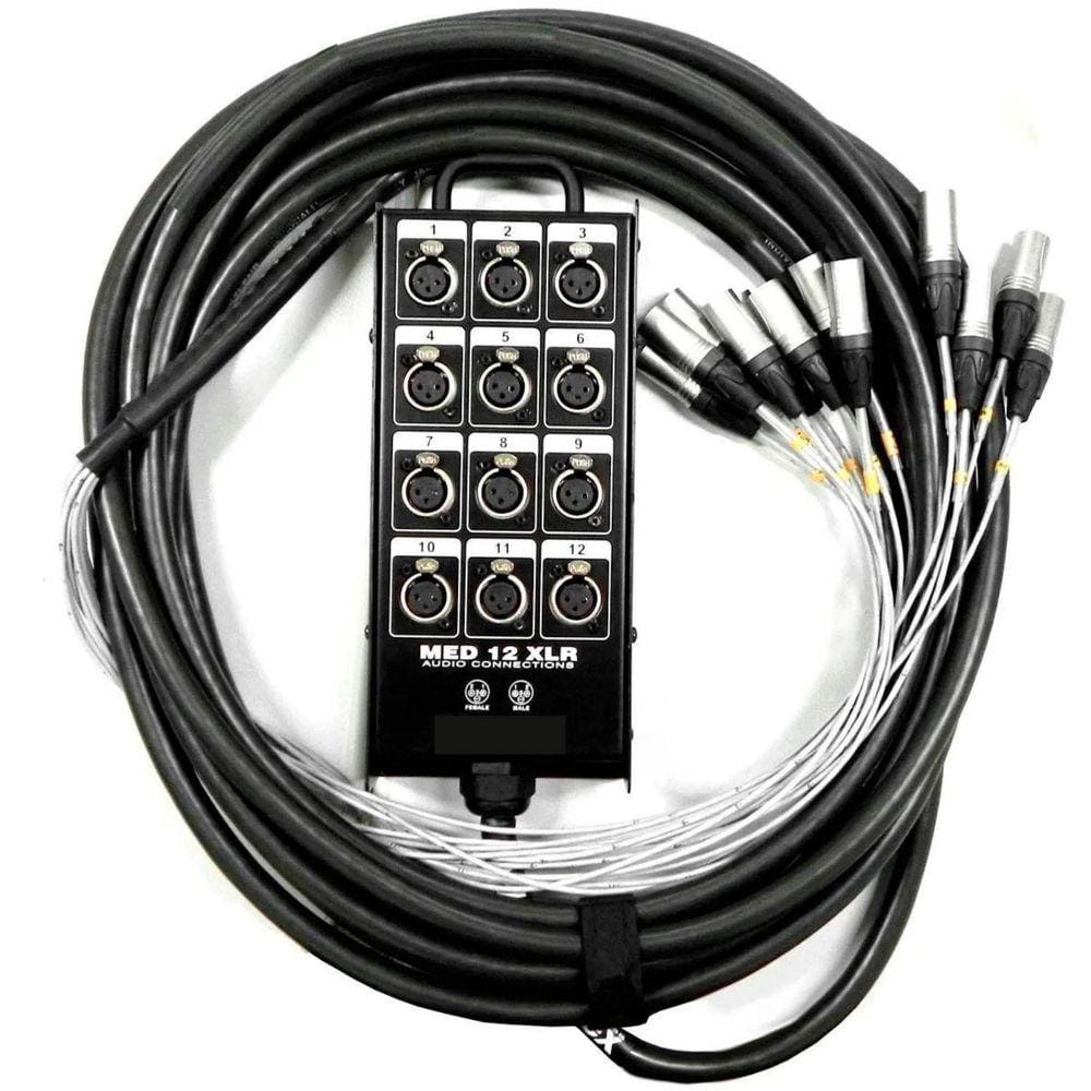 Kit Medusa 12 Vias Com Conectores Xlr E Multicabo 20 Metros