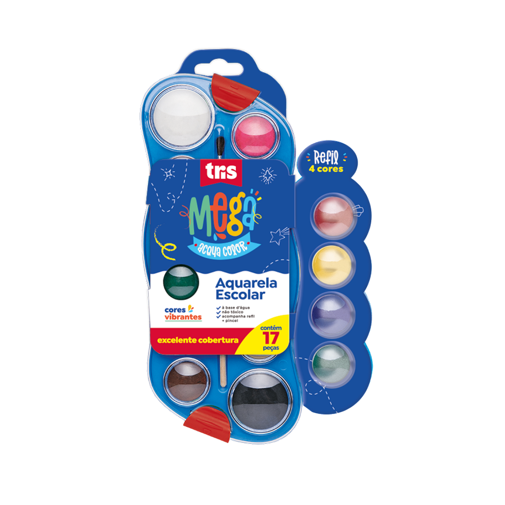 Aquarela Escolar Mega Tris