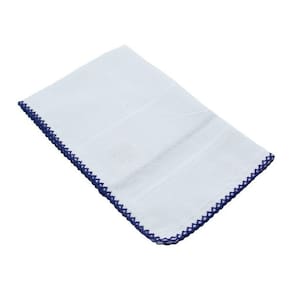 Fraldinha De Boca Ponto Cruz Com Crochet 30x40cm Mabber Azul Marinho