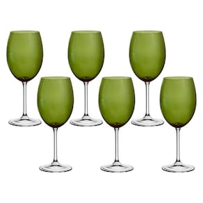 Taça de Cristal Bohemia 580 ml Verde Colibri 6 Peças